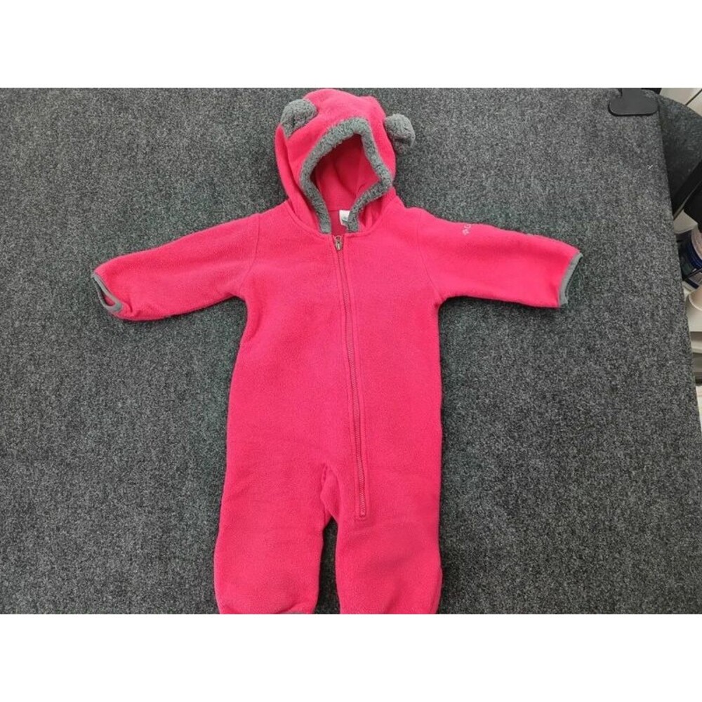 Columbia Baby Girls 3-6M Pink Fleece Bear Ear Bunting Suit Fall Winter
